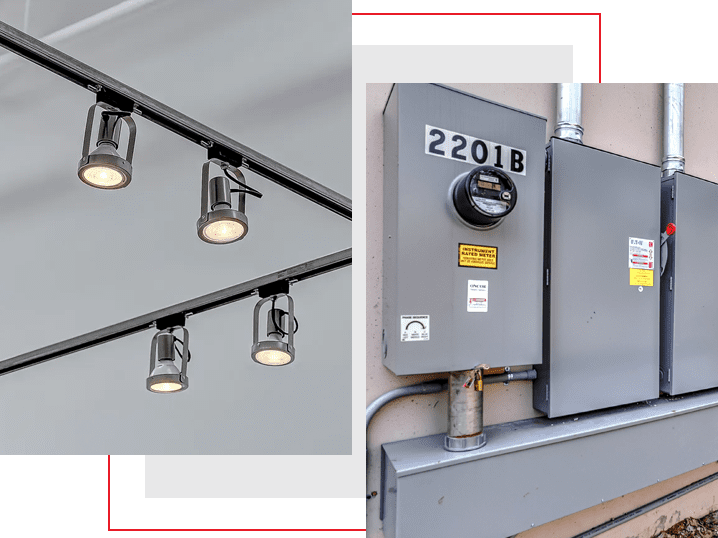 A close up of an electrical box and lights
