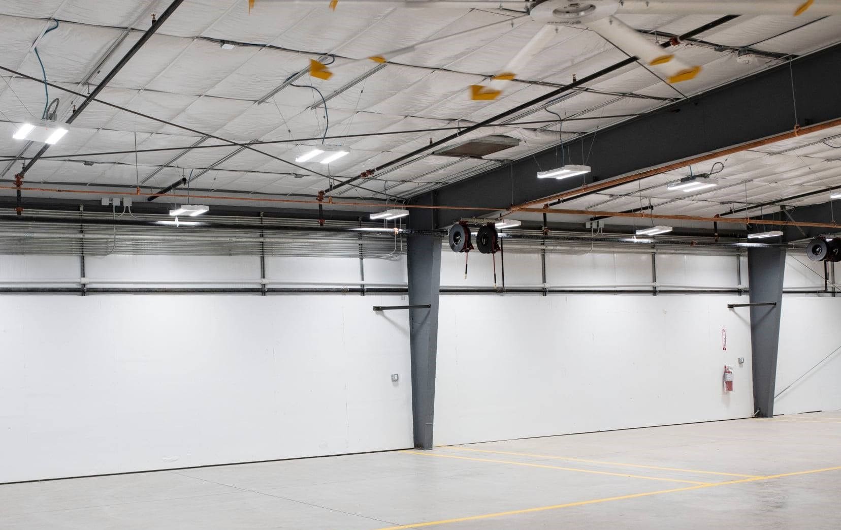 A large room with white walls and ceiling.